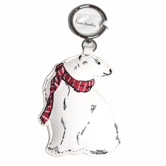 Vera Bradley Bag Charm Beary Merry, White, Red - Picture 5 of 5